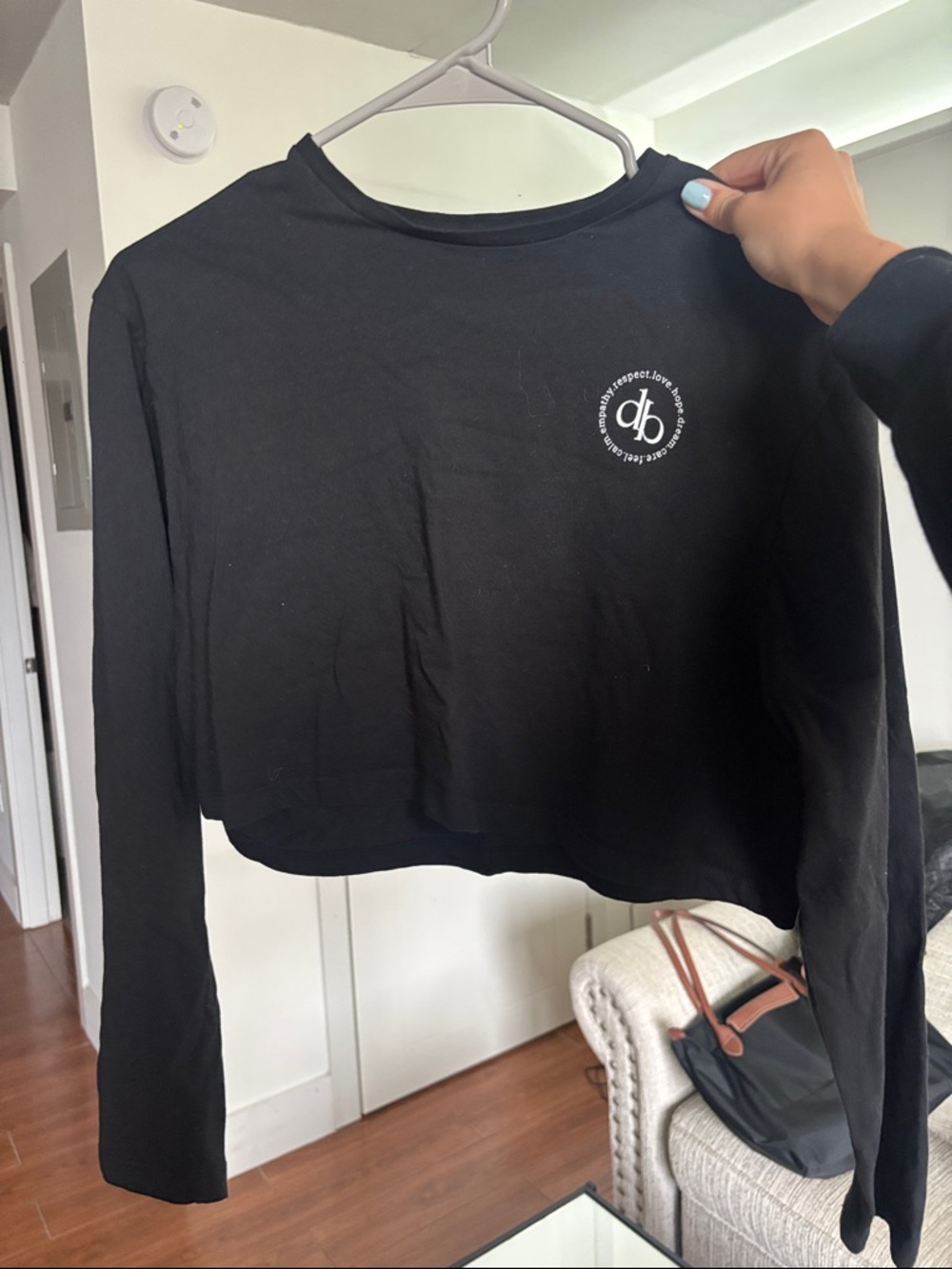 Logo Black Long Sleeve Cropped Tee
